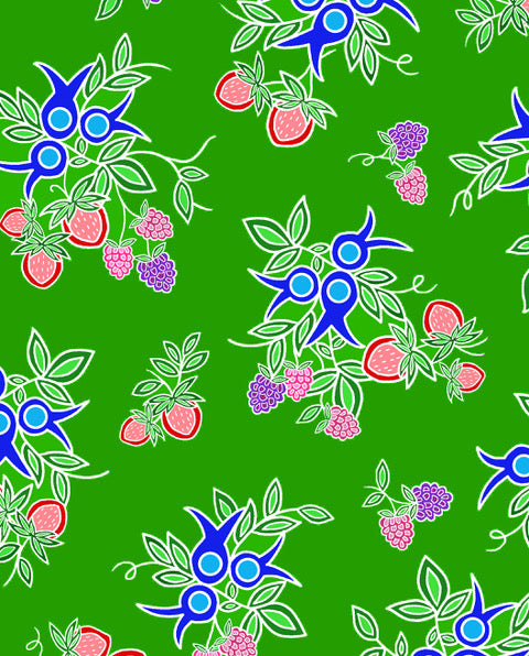 13_Moons_Berry_Fast_by_Tamara_Malcolm TM-0001-Green Indigenous fabrics by Itex Designs