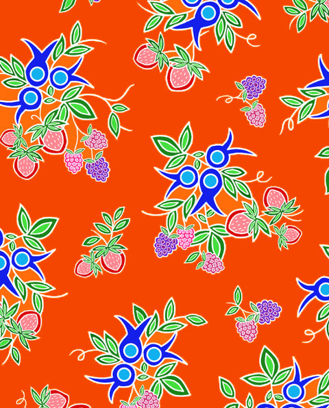 13_Moons_Berry_Fast_by_Tamara_Malcolm TM-0001-Orange Indigenous fabrics by Itex Designs