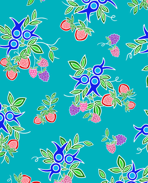13_Moons_Berry_Fast_by_Tamara_Malcolm TM-0001-Turq Indigenous fabrics by Itex Designs