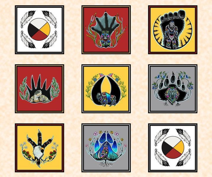 7_Grandfathers_by_Jessica_Somers JS-0004DP-Lt. Orange Indigenous fabrics by Itex Designs