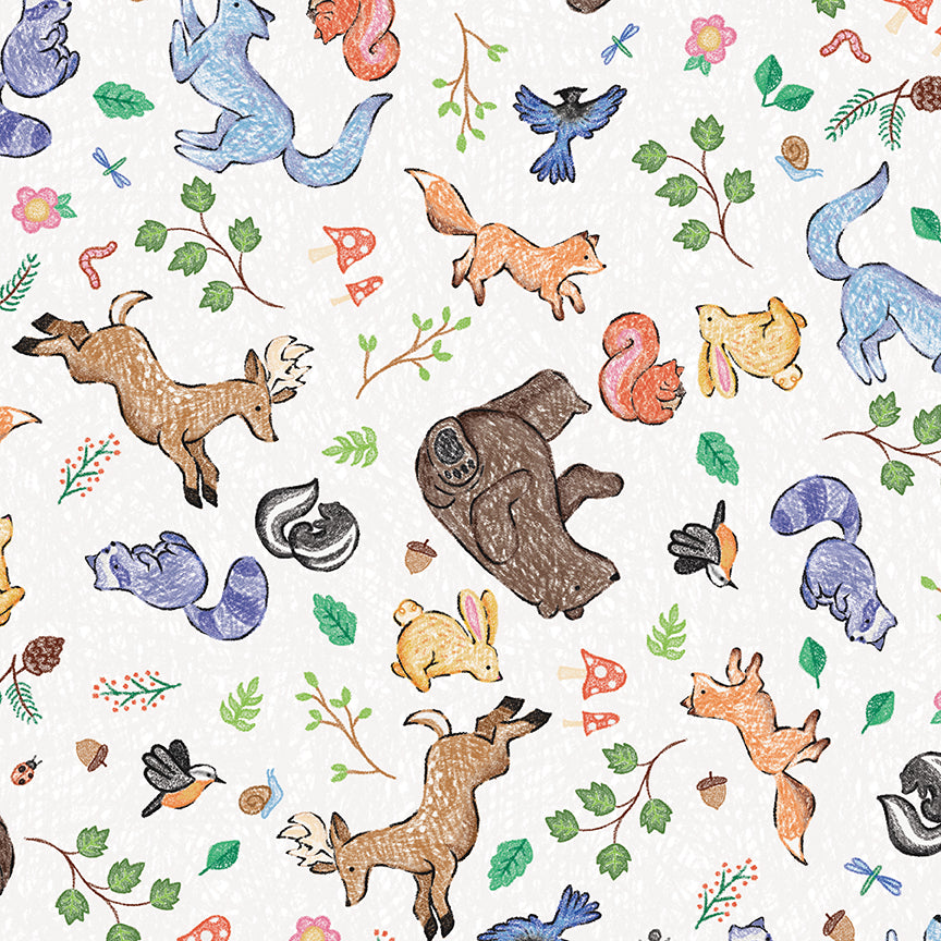 colorful-critters-by-riley-blake- C17910-WHITE is Available at International Textiles Ltd in Canada