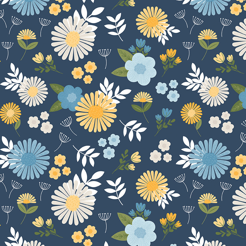 sunshine-&-dandelions-by-riley-blake- C17920-NAVY is Available at International Textiles Ltd in Canada