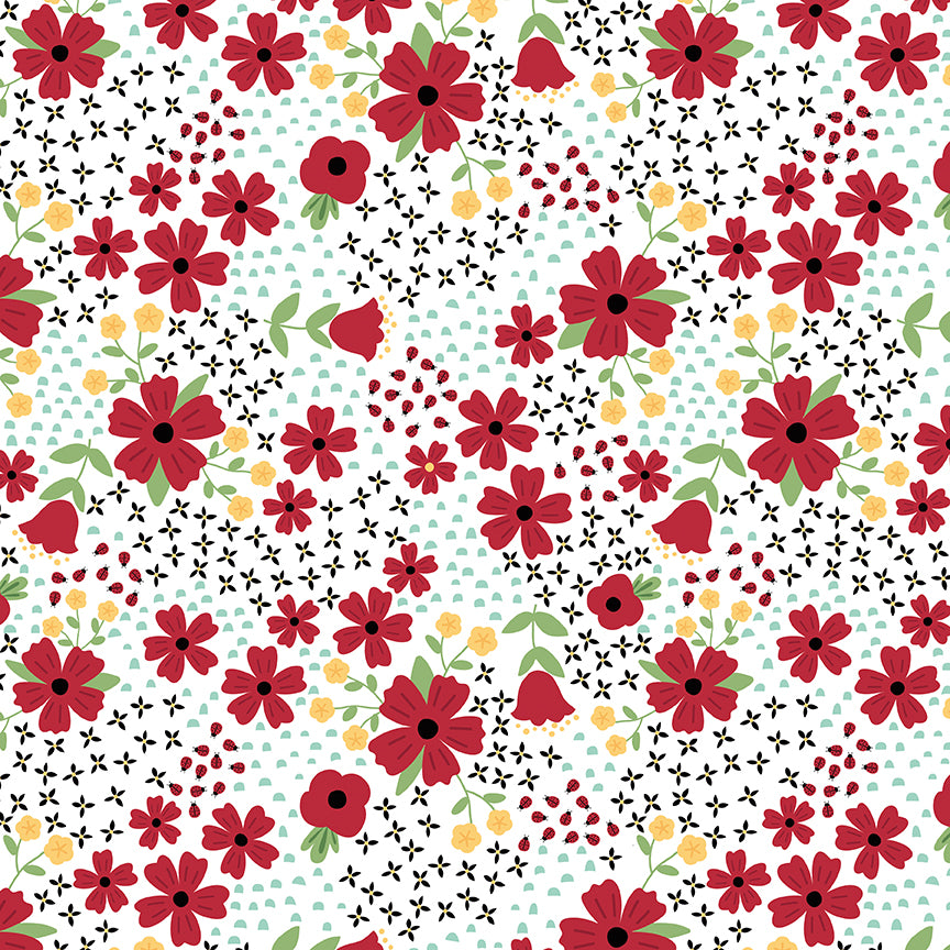 little-ladybug-by-riley-blake- C18030-WHITE is Available at International Textiles Ltd in Canada
