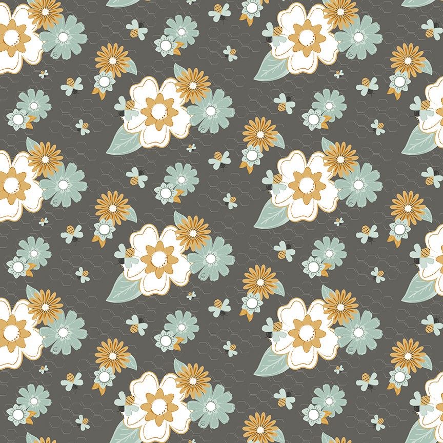 Bees-and-Blossoms C18430-DKGRAY Riley Blake Canada wholesale at International Textiles Ltd. 