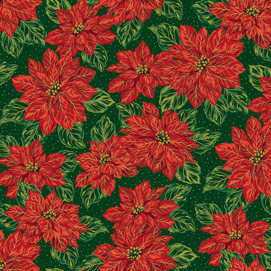 poinsettias-at-christmas-by-riley-blake- CF17630-GREEN is Available at International Textiles Ltd in Canada
