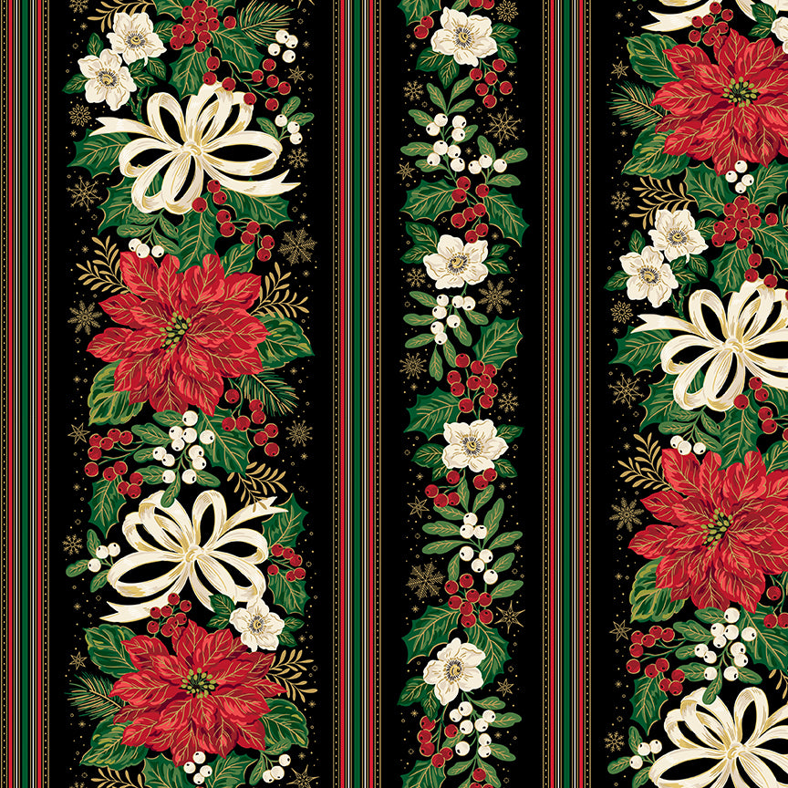 poinsettias-at-christmas-by-riley-blake- CF17637-BLACK is Available at International Textiles Ltd in Canada