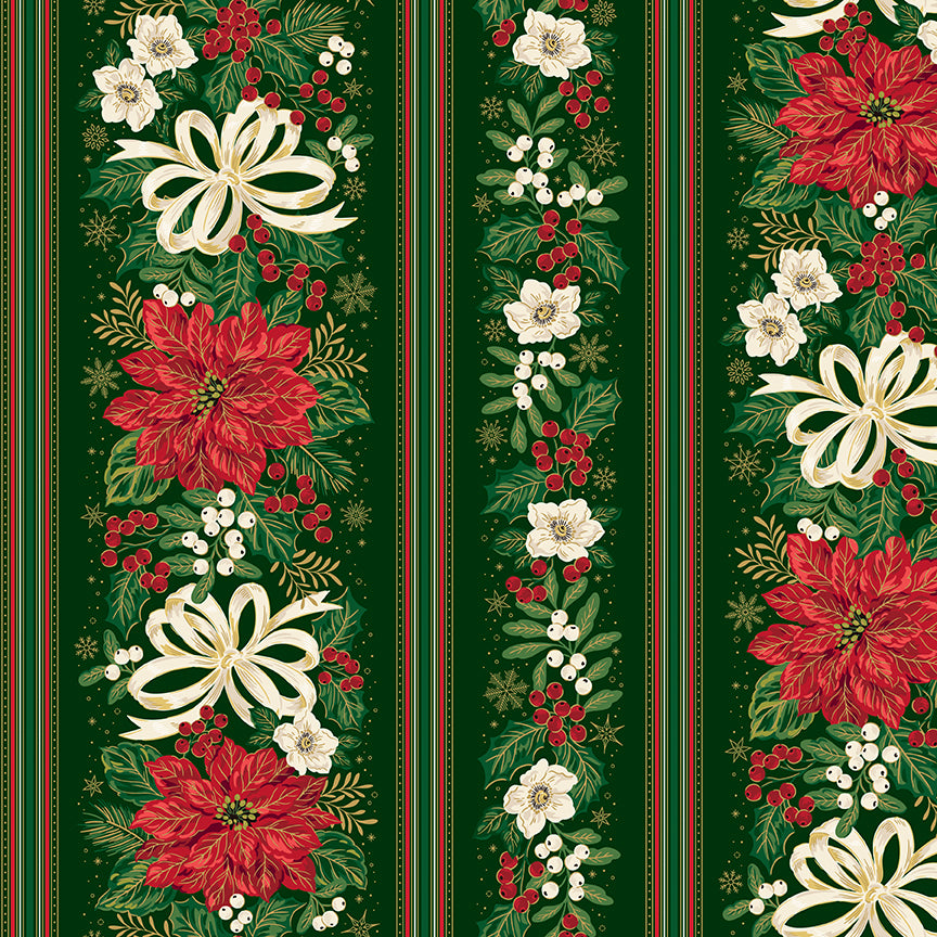 poinsettias-at-christmas-by-riley-blake- CF17637-GREEN is Available at International Textiles Ltd in Canada