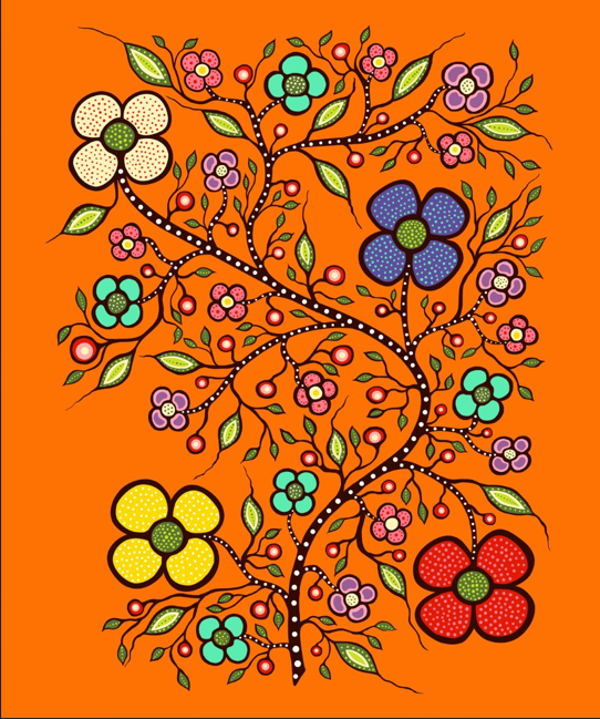 Abundance_by_Audrey_Armstrong AA-0001P-Orange Indigenous fabrics by Itex Designs