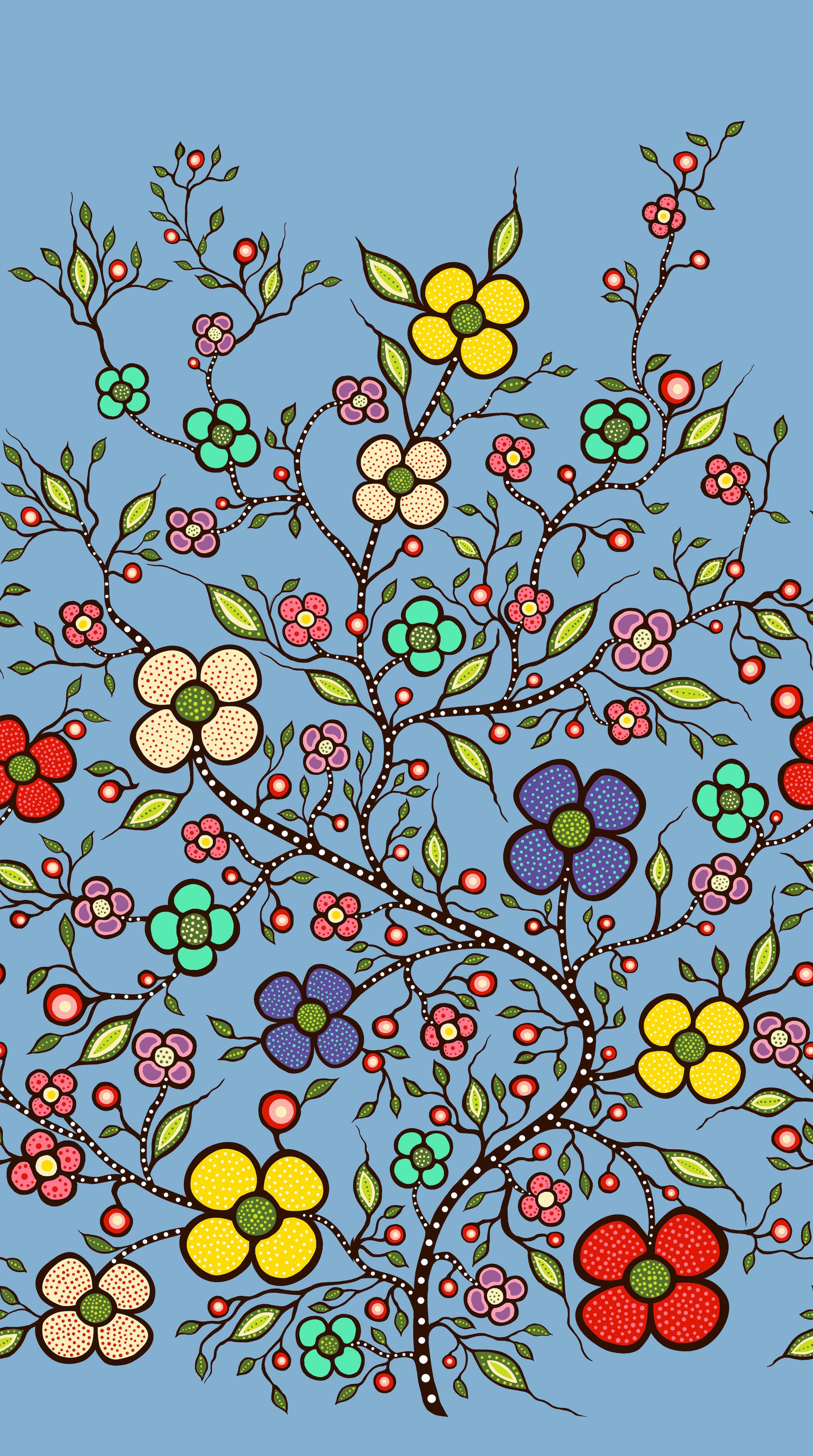 Abundance_by_Audrey_Armstrong AA-0002-Blue Indigenous fabrics by Itex Designs