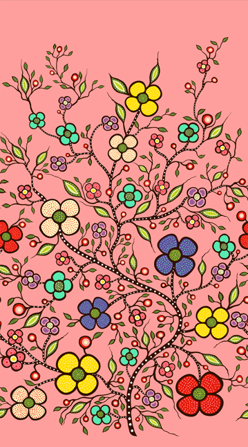 Abundance_by_Audrey_Armstrong AA-0002-Coral Indigenous fabrics by Itex Designs