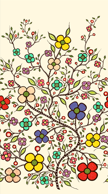 Abundance_by_Audrey_Armstrong AA-0002-Cream Indigenous fabrics by Itex Designs