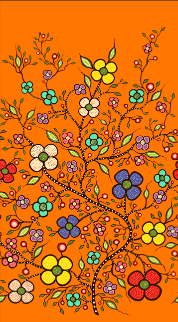 Abundance_by_Audrey_Armstrong AA-0002-Orange Indigenous fabrics by Itex Designs