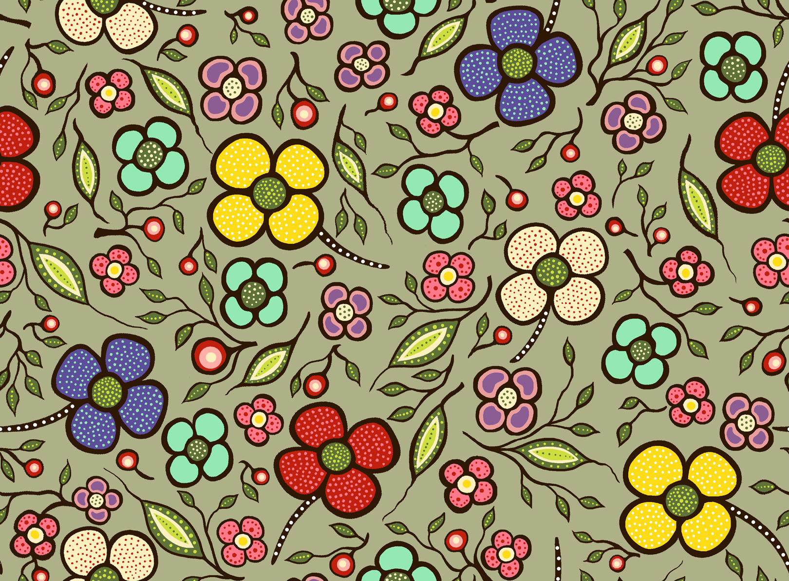 Abundance - Native Floral Satin by Audrey Armstrong