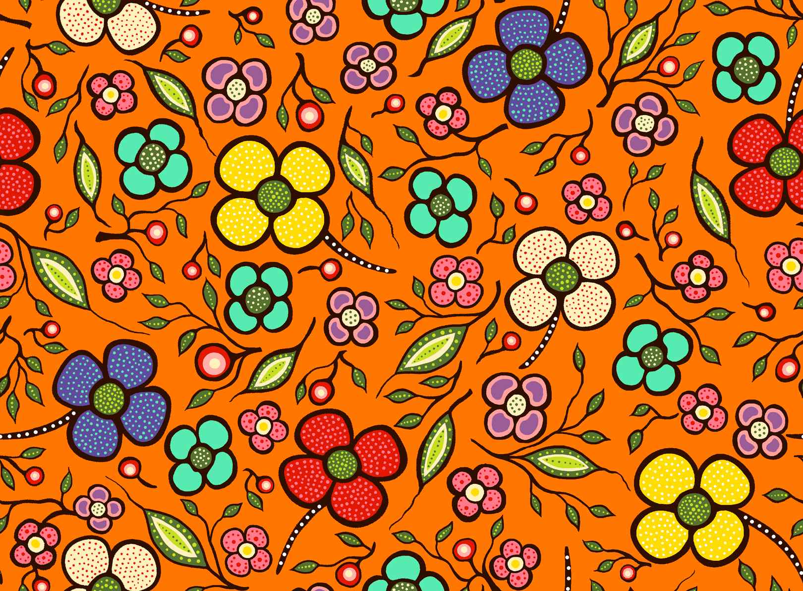 Abundance_by_Audrey_Armstrong AA-0003-Orange Indigenous fabrics by Itex Designs