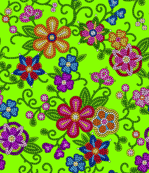 Beaded_Floral 000EY01-*Lime Green Indigenous fabrics by Itex Designs