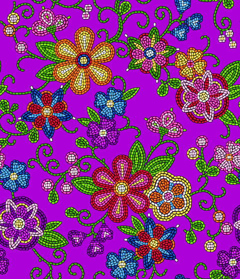 Beaded_Floral 000EY01-*Purple Indigenous fabrics by Itex Designs