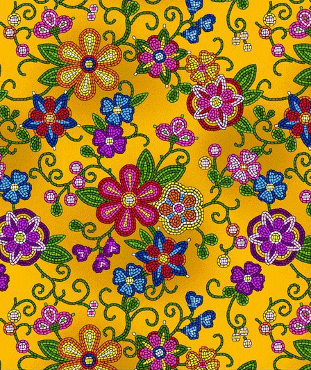 Beaded_Floral 000EY01-Yellow Indigenous fabrics by Itex Designs