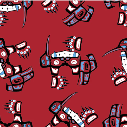 Bears_by_Linda_Lavallee CNC0002-Red Indigenous fabrics by Itex Designs