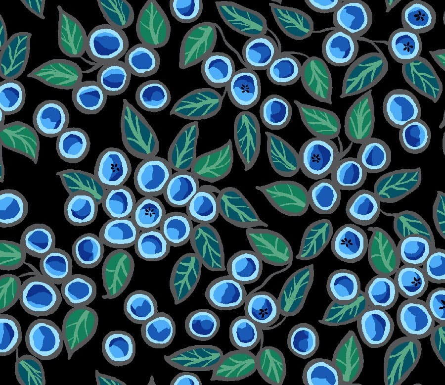 Blueberry_and_Bear_by_C.J._Houle CJH-0005-Black Indigenous fabrics by Itex Designs