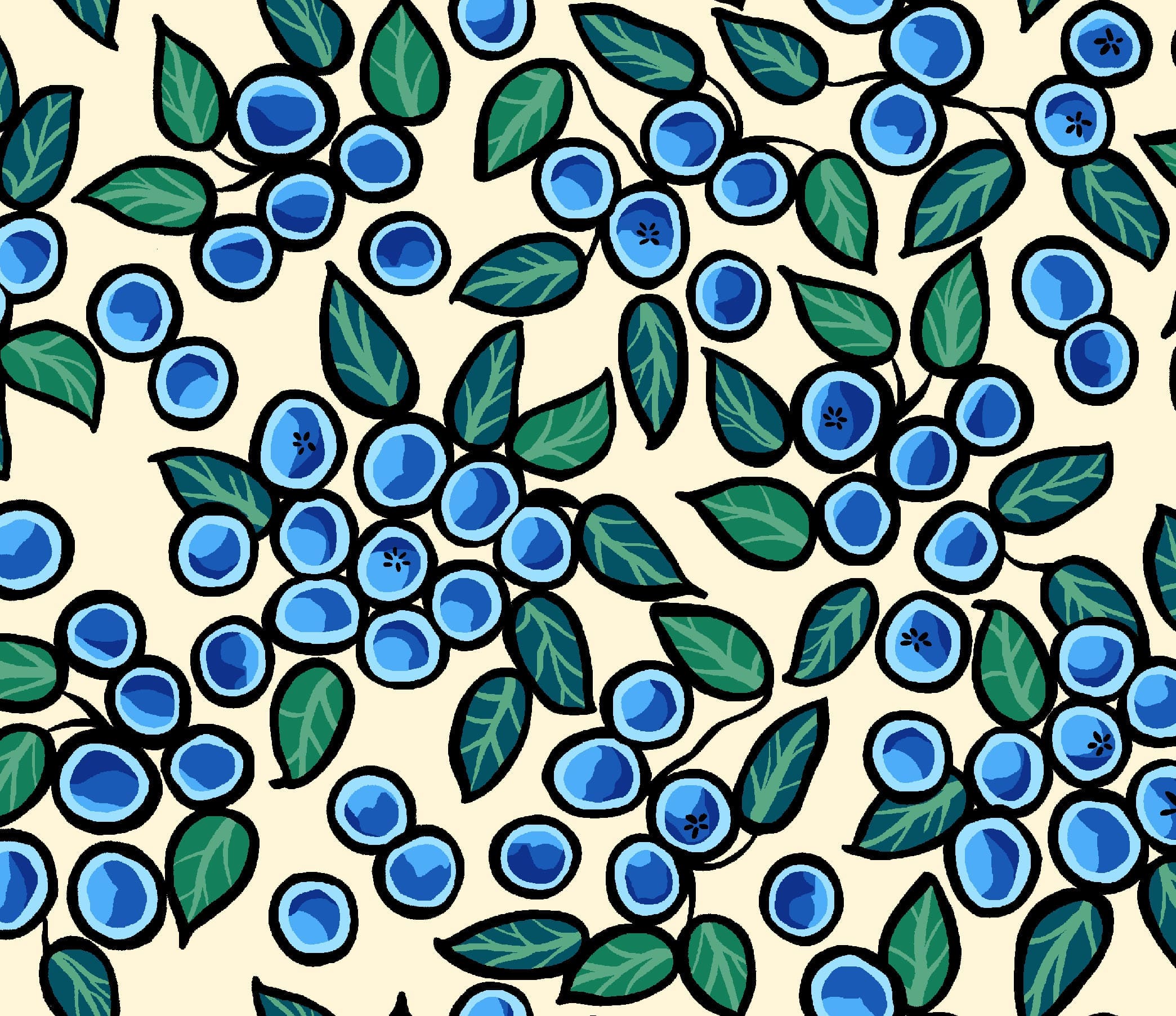 Blueberry_and_Bear_by_C.J._Houle CJH-0005-Cream Indigenous fabrics by Itex Designs