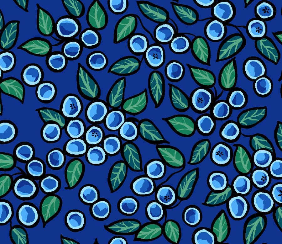 Blueberry_and_Bear_by_C.J._Houle CJH-0005-Navy Indigenous fabrics by Itex Designs