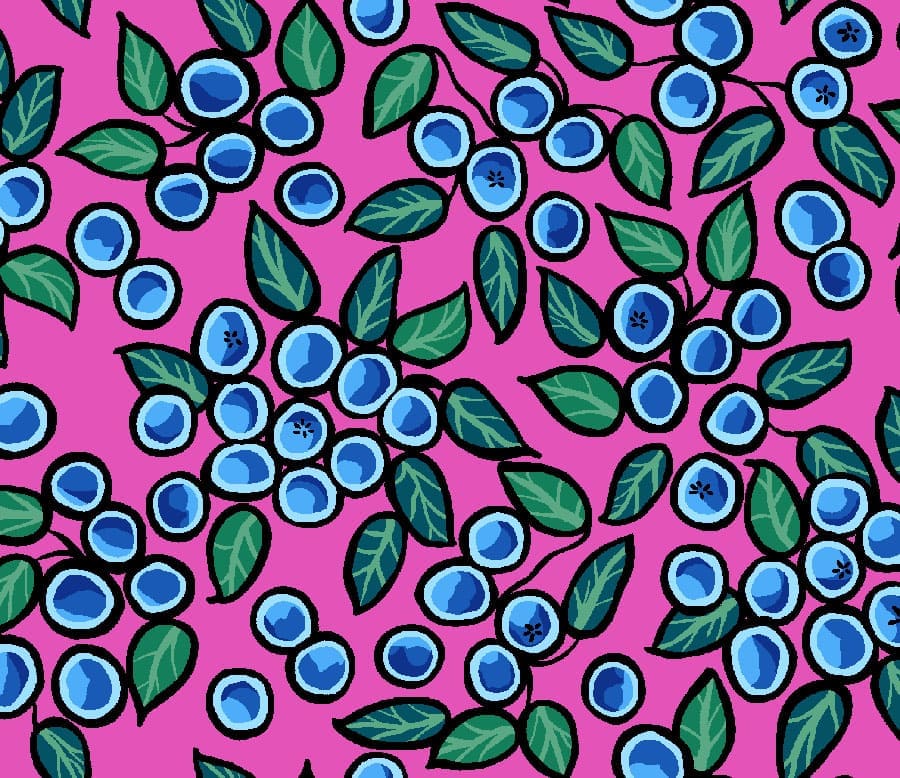 Blueberry_and_Bear_by_C.J._Houle CJH-0005-Pink Indigenous fabrics by Itex Designs
