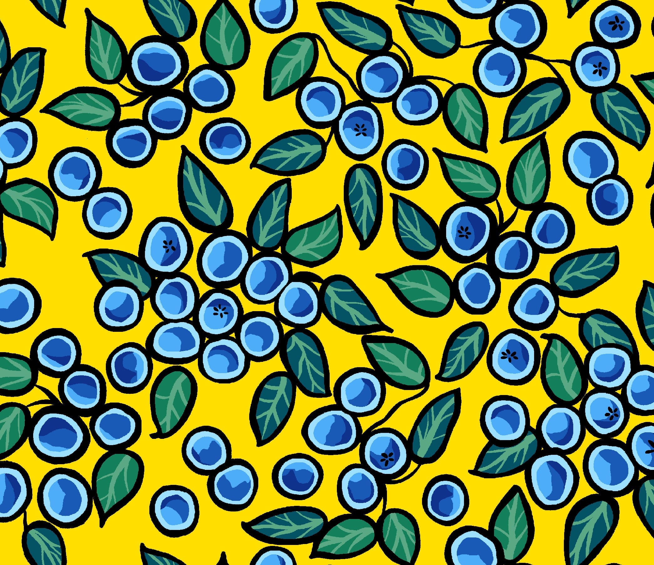 Blueberry_and_Bear_by_C.J._Houle CJH-0005-Yellow Indigenous fabrics by Itex Designs