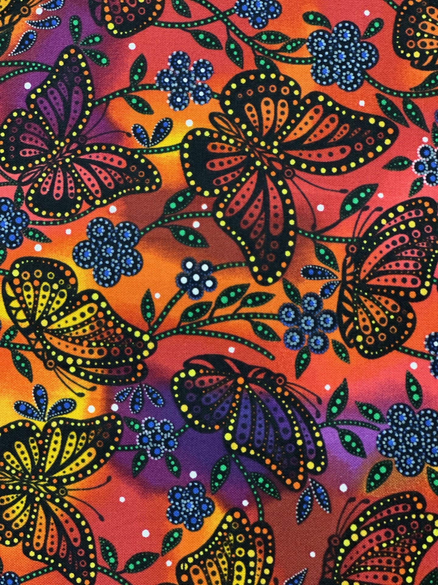 Butterflies_by_Betty_Albert BA-0003-Orange Indigenous fabrics by Itex Designs