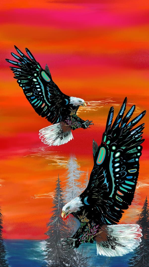 Free_Spirit_by_Karen_Erickson KE-0002D-Orange Indigenous fabrics by Itex Designs