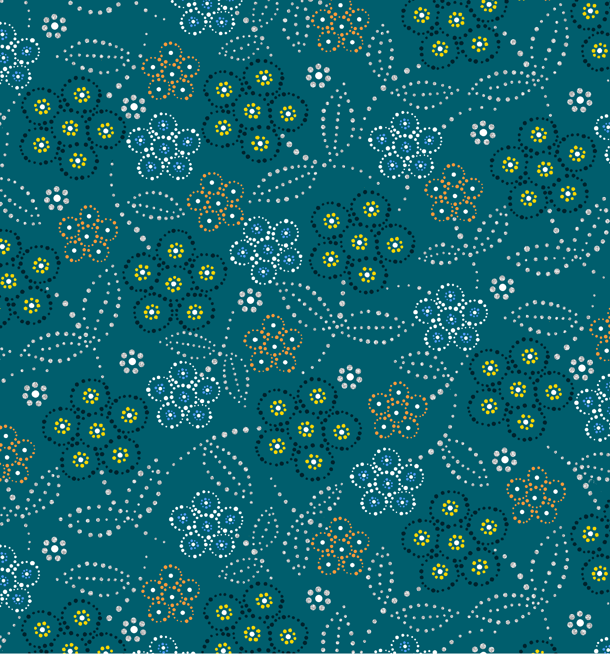 Full_Moon_Rising_by_Betty_Albert BA-0002M-Teal Indigenous fabrics by Itex Designs