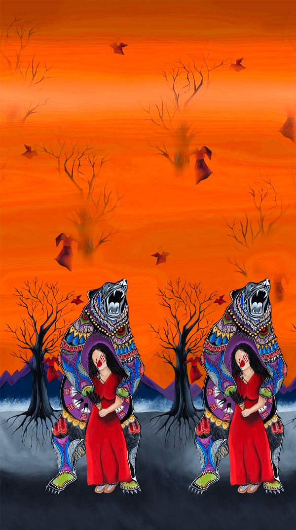 Ganawenda_by_Jessica_Somers JS-0002D-Orange Indigenous fabrics by Itex Designs