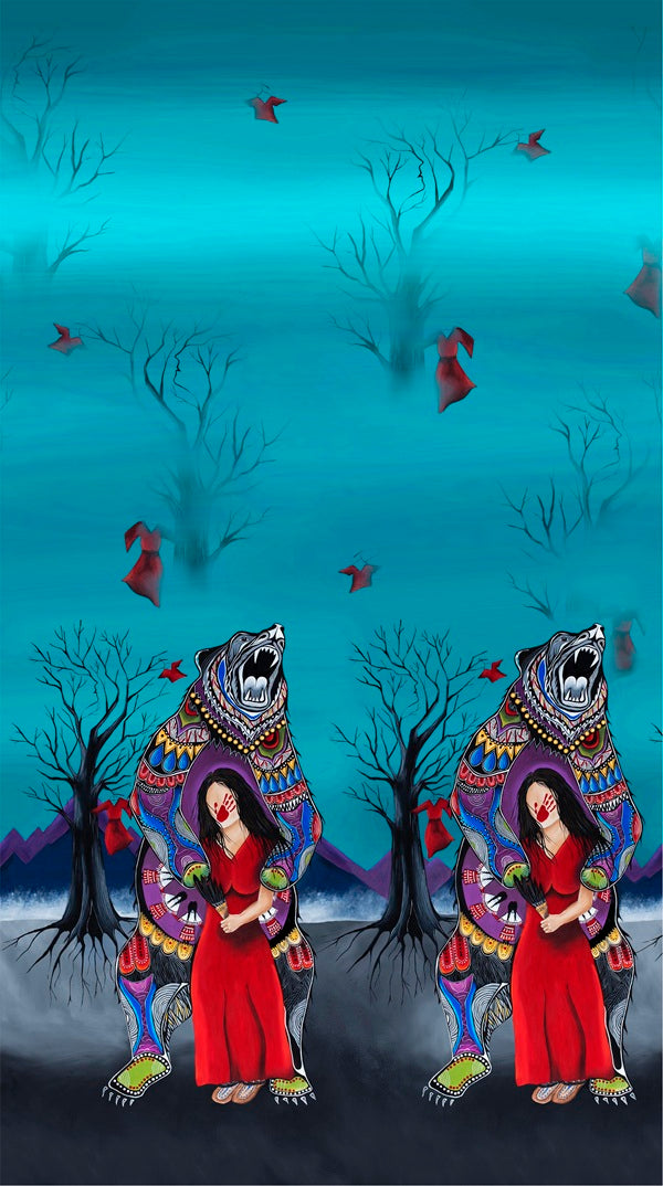Ganawenda_by_Jessica_Somers JS-0002D-Teal Indigenous fabrics by Itex Designs