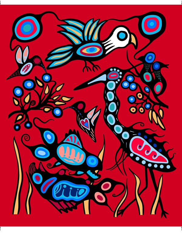 Grand_River_Harmony_by_C.J._Houle CJH-0001P-Red Indigenous fabrics by Itex Designs