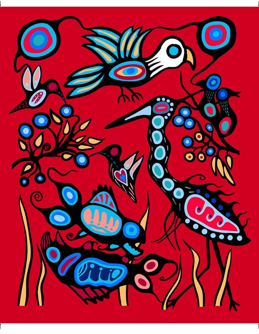 Grand_River_Harmony_by_C.J._Houle CJH-0001P-Red Indigenous fabrics by Itex Designs