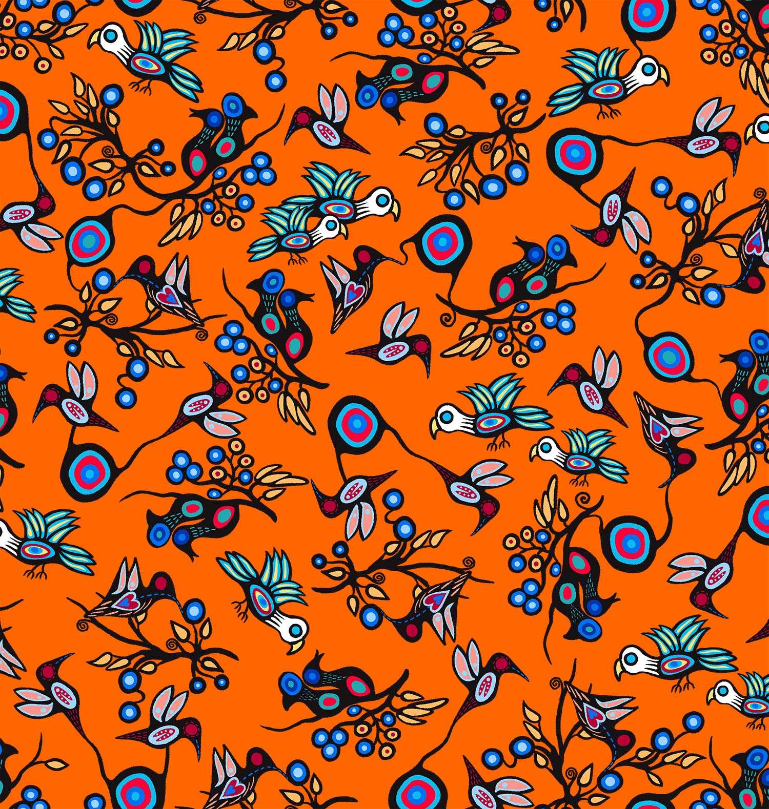Grand_River_Harmony_by_C.J._Houle CJH-0002-Orange Indigenous fabrics by Itex Designs