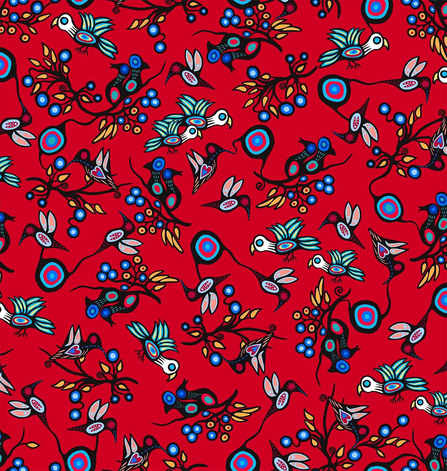 Grand_River_Harmony_by_C.J._Houle CJH-0002-Red Indigenous fabrics by Itex Designs