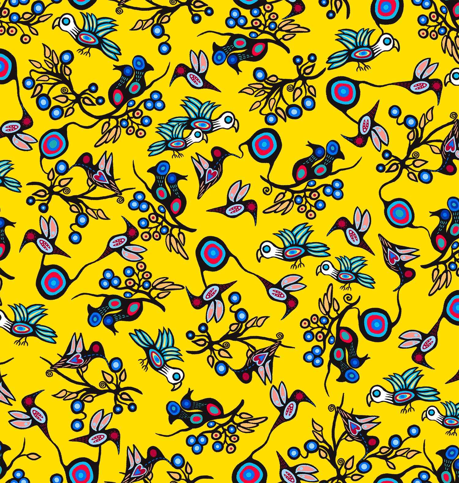 Grand_River_Harmony_by_C.J._Houle CJH-0002-Yellow Indigenous fabrics by Itex Designs