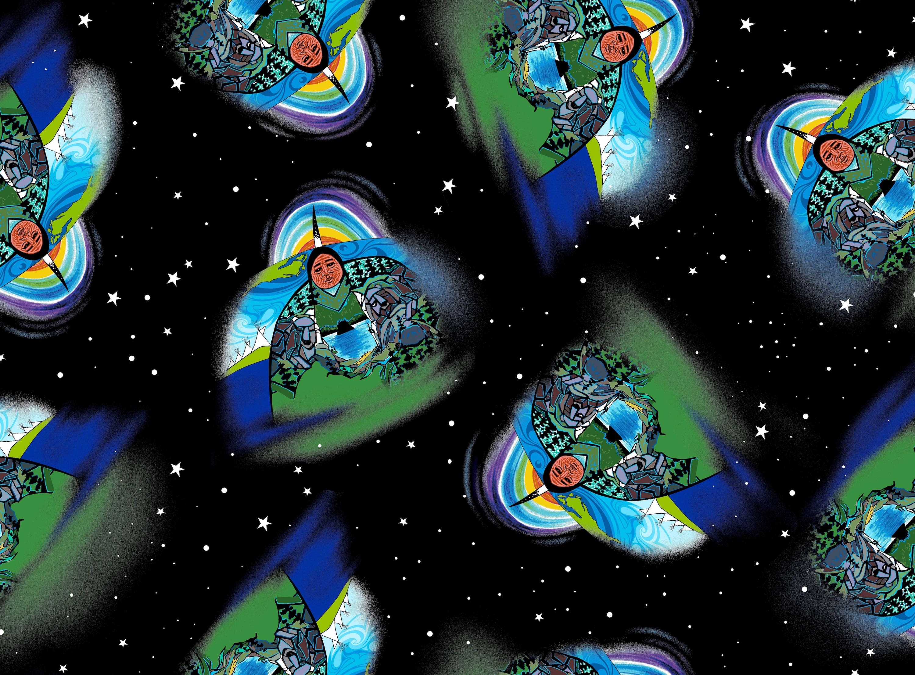 In_Celeb._of_Our_Mother_by_Kevin_Peeace KP-0007D-Black Indigenous fabrics by Itex Designs