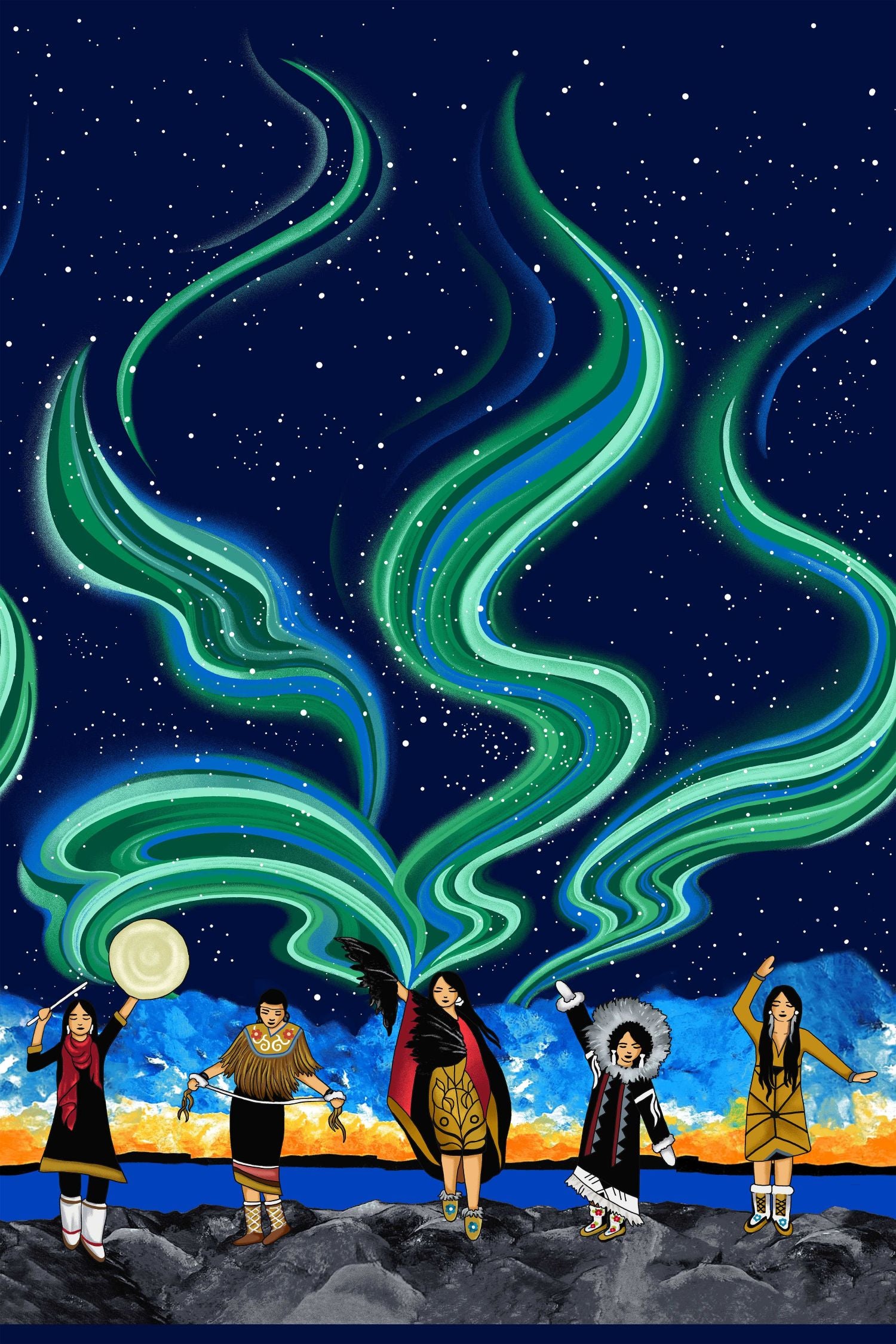 Inspired_Dancers_by_Linda_Wrigh LW-0002D-Single Border Indigenous fabrics by Itex Designs