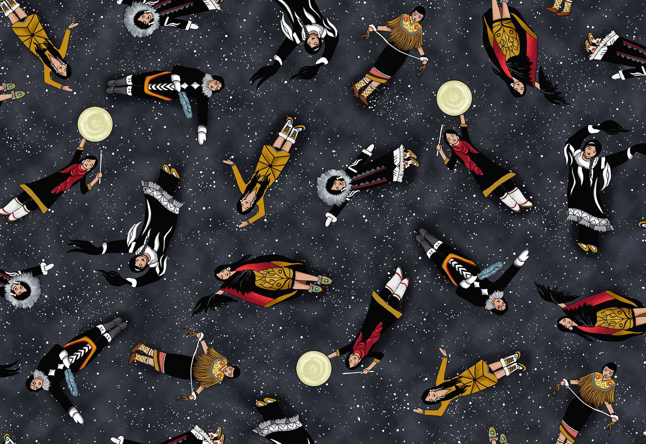 Inspired_Dancers_by_Linda_Wrigh LW-0003D-Chacoral Indigenous fabrics by Itex Designs
