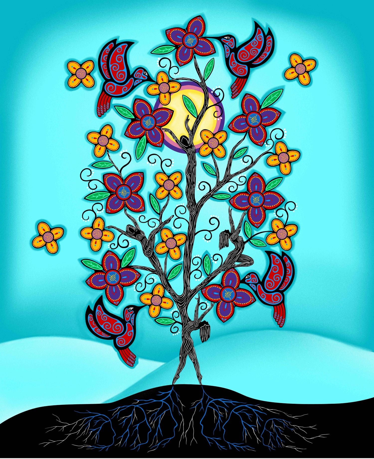 Keep_Us_Together_by__Loretta_Gould LG-0005MP-Aqua Indigenous fabrics by Itex Designs
