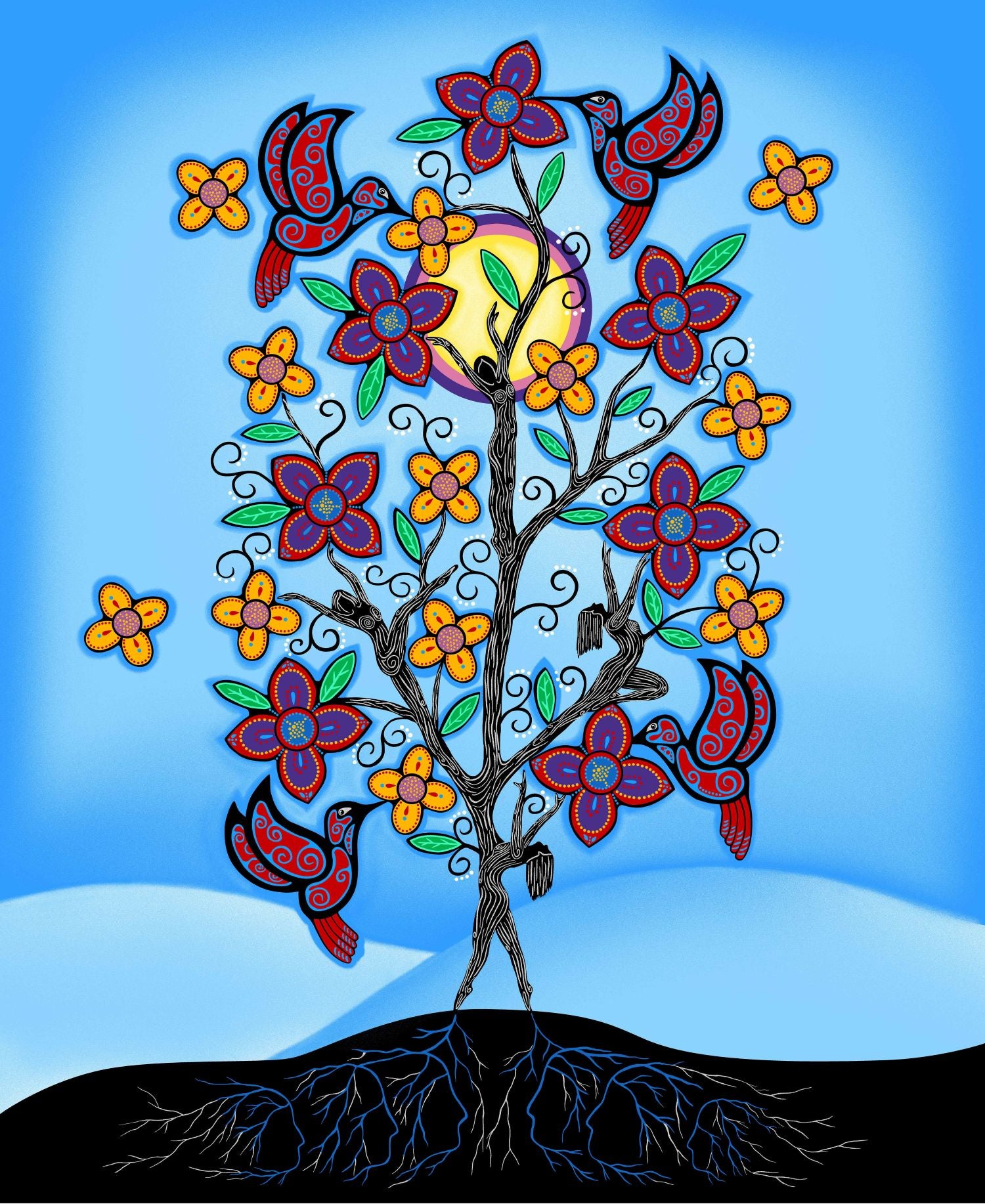 Keep_Us_Together_by__Loretta_Gould LG-0005MP-Blue Indigenous fabrics by Itex Designs