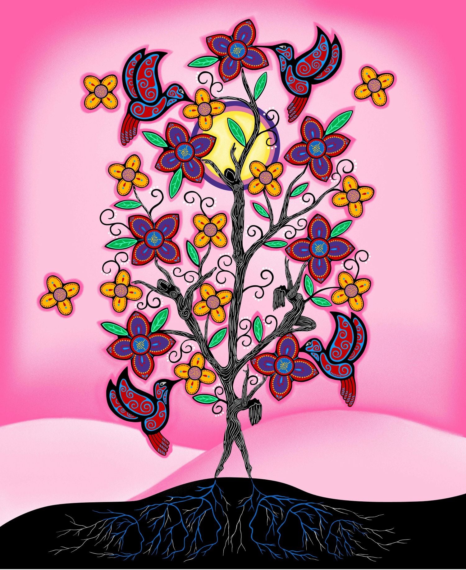 Keep_Us_Together_by__Loretta_Gould LG-0005MP-Pink Indigenous fabrics by Itex Designs