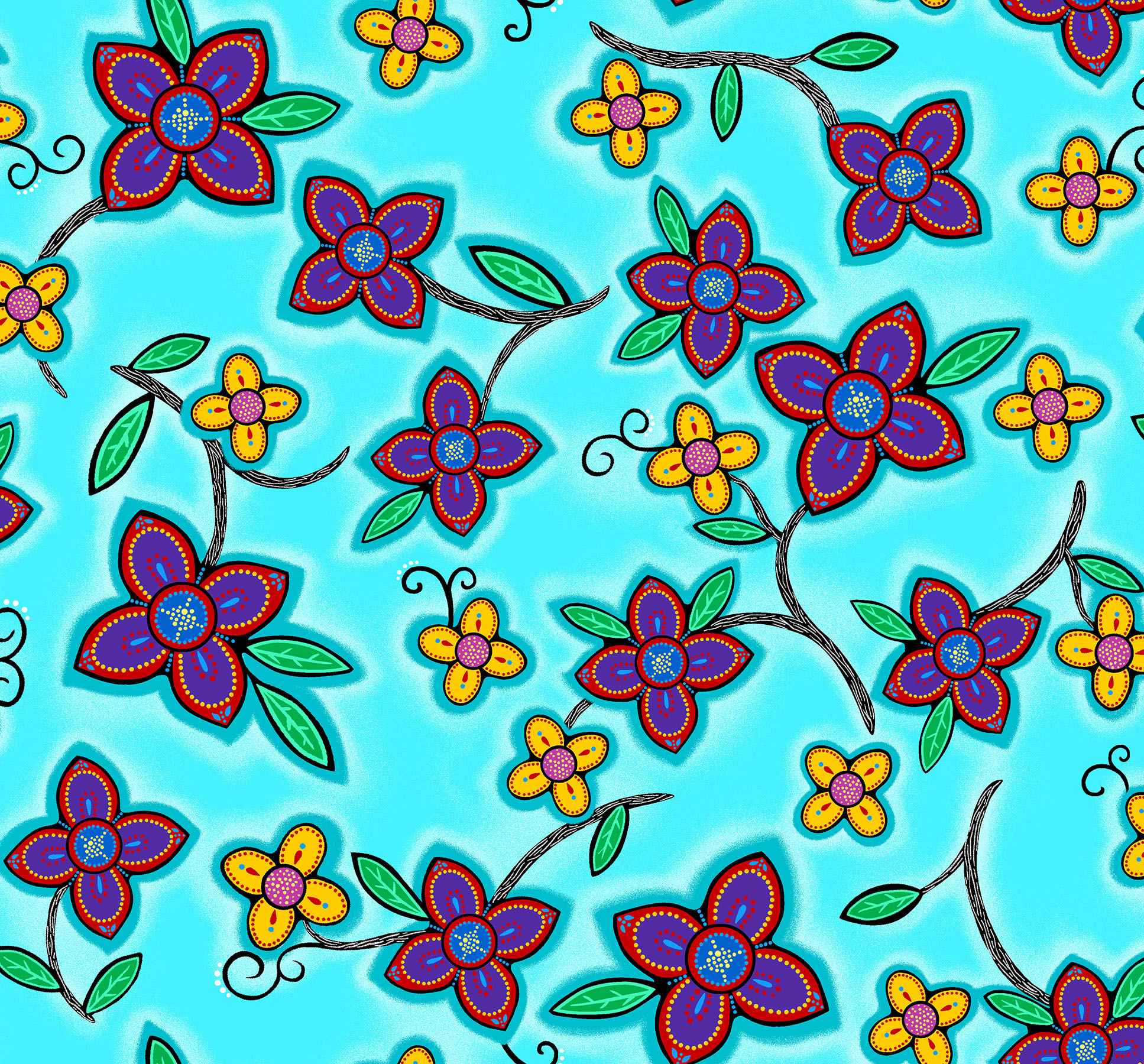 Keep_Us_Together_by__Loretta_Gould LG-0006M-Aqua Indigenous fabrics by Itex Designs