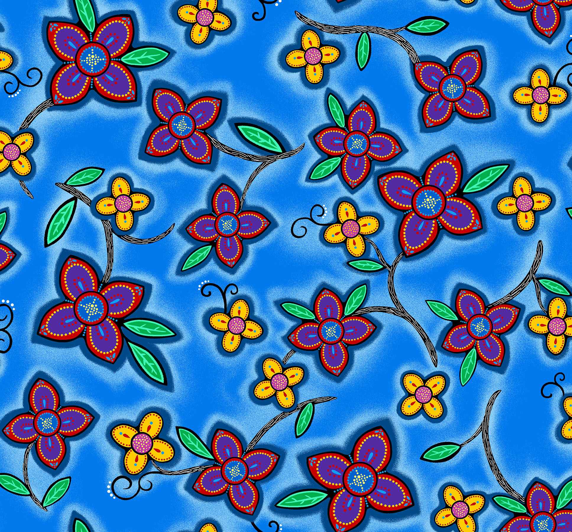 Keep_Us_Together_by__Loretta_Gould LG-0006M-Blue Indigenous fabrics by Itex Designs