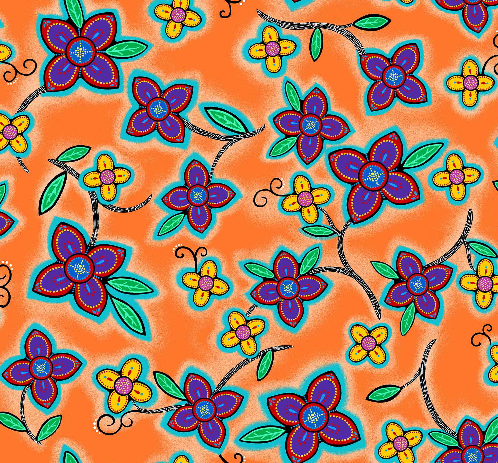 Keep_Us_Together_by__Loretta_Gould LG-0006M-Orange Indigenous fabrics by Itex Designs