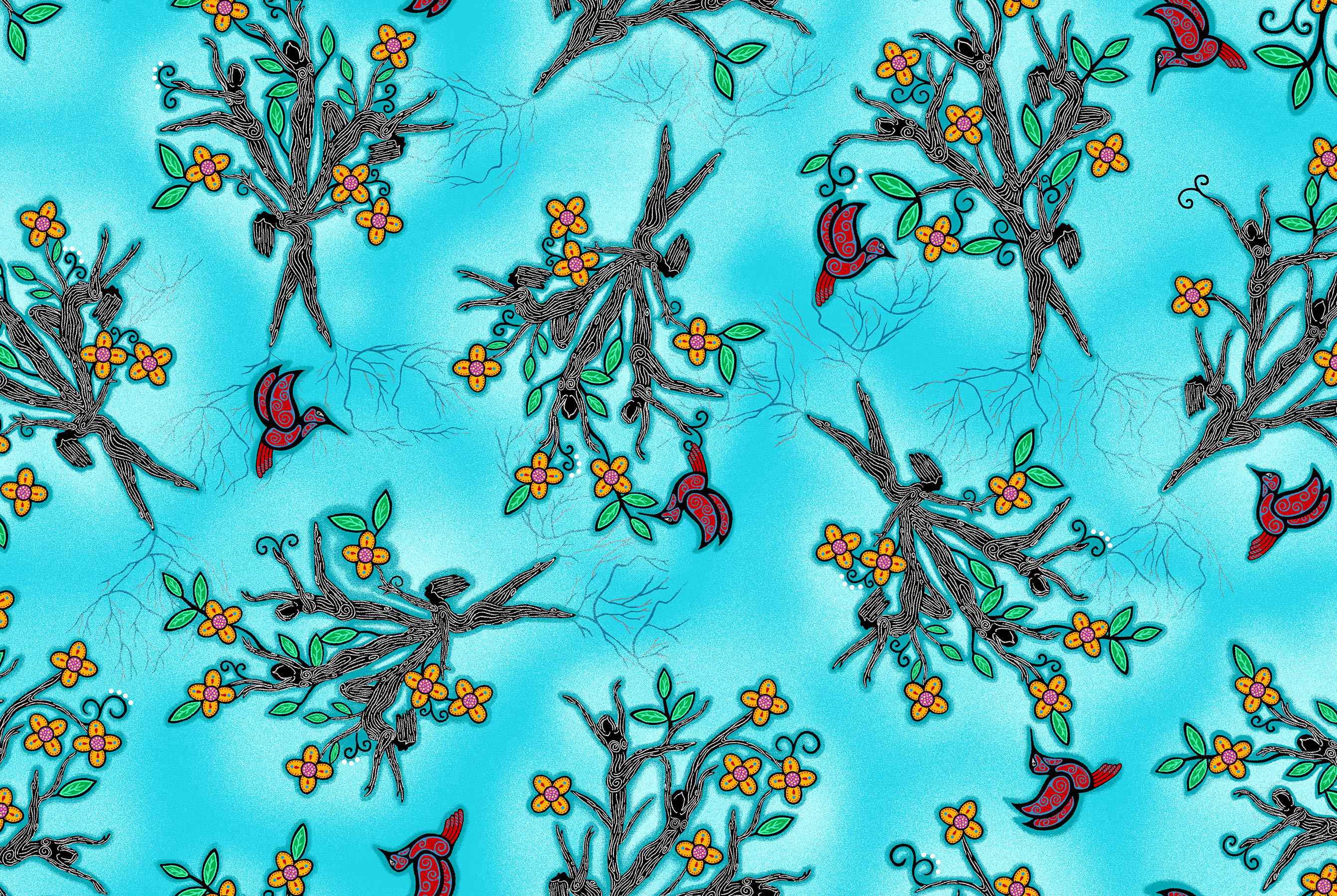 Keep_Us_Together_by__Loretta_Gould LG-0007M-Aqua Indigenous fabrics by Itex Designs