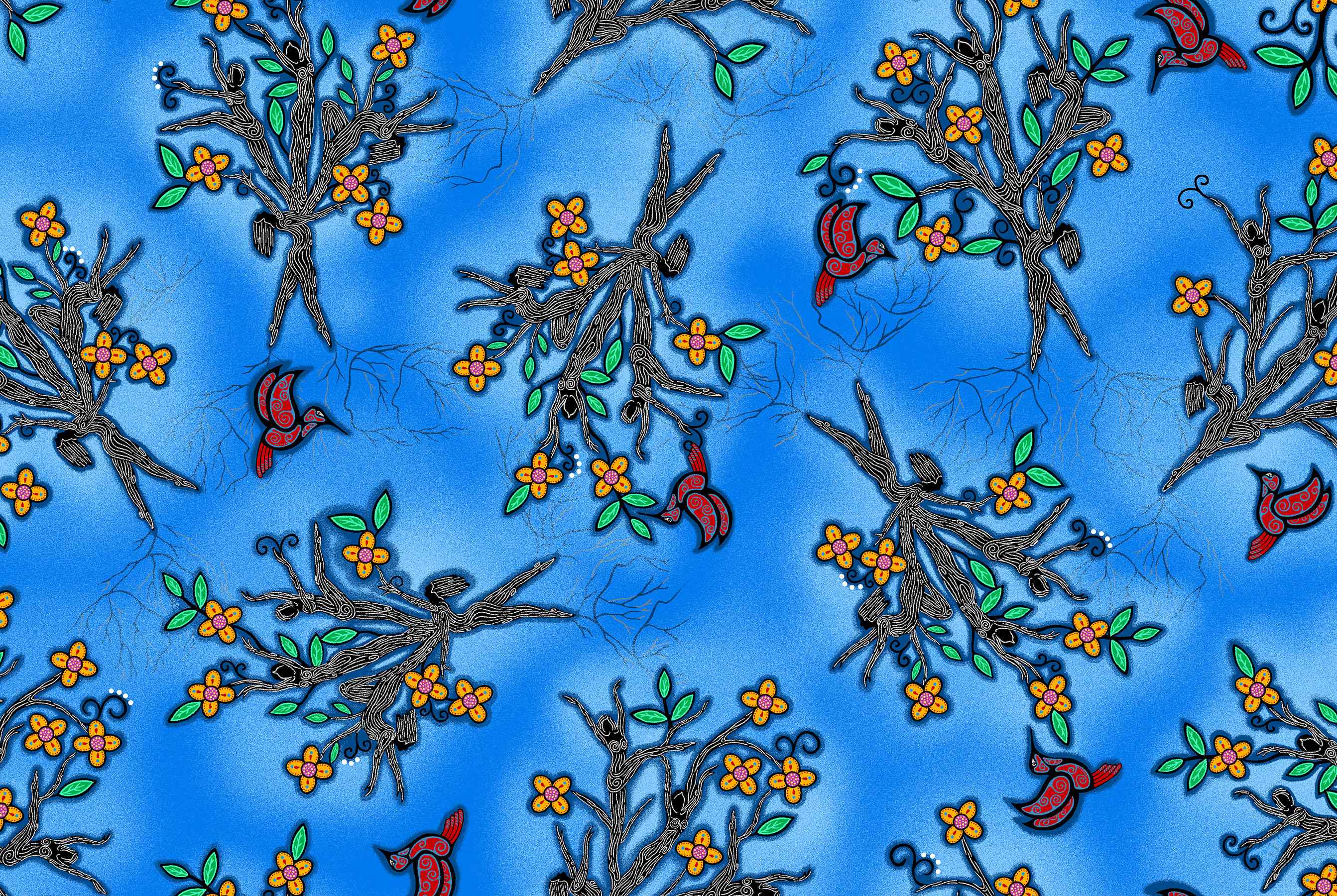 Keep_Us_Together_by__Loretta_Gould LG-0007M-Blue Indigenous fabrics by Itex Designs