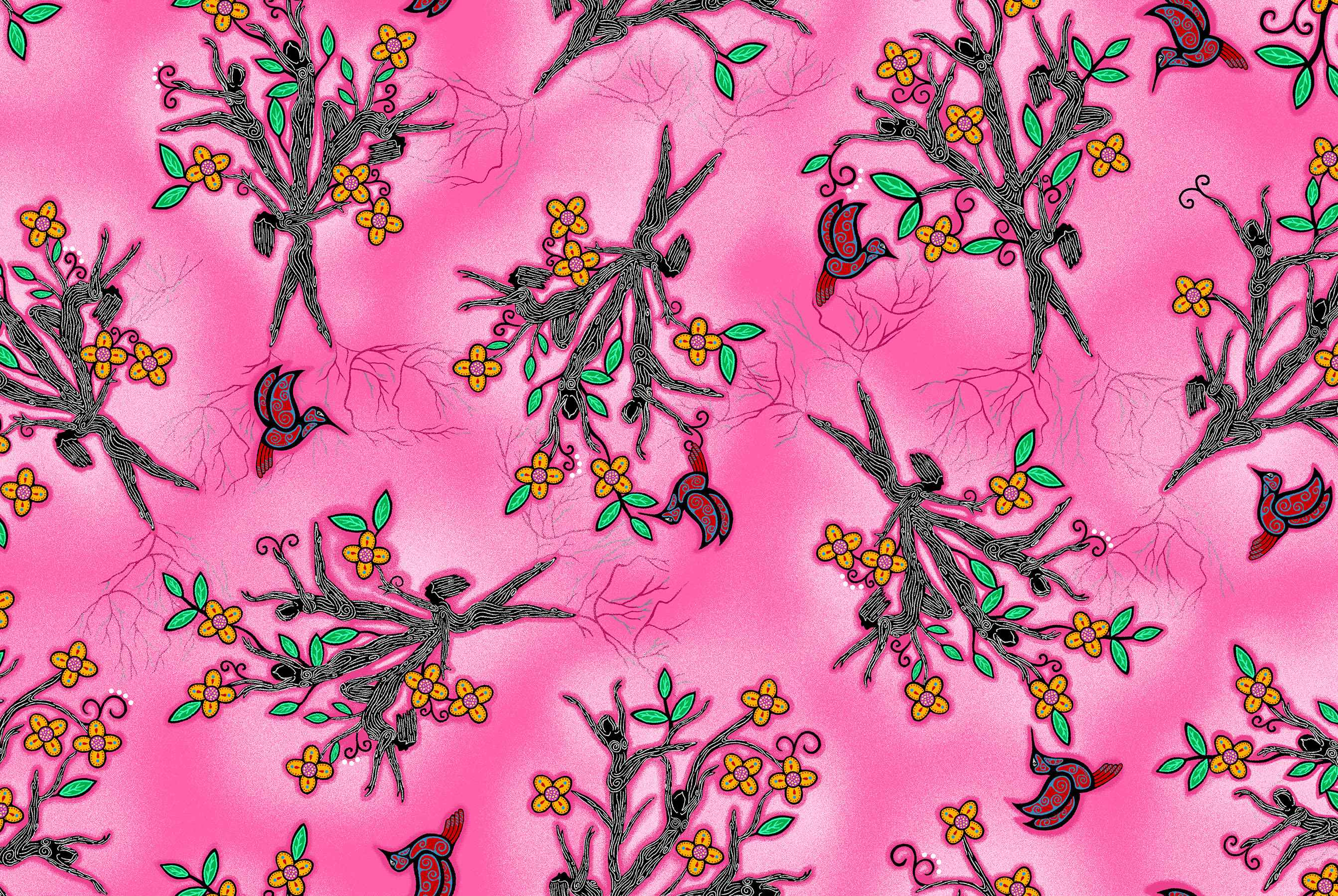Keep_Us_Together_by__Loretta_Gould LG-0007M-Pink Indigenous fabrics by Itex Designs
