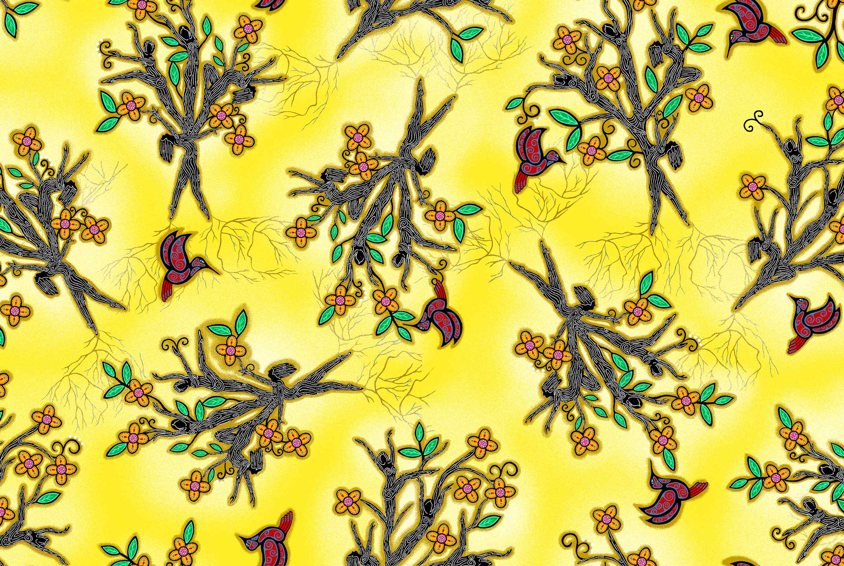 Keep_Us_Together_by__Loretta_Gould LG-0007M-Yellow Indigenous fabrics by Itex Designs